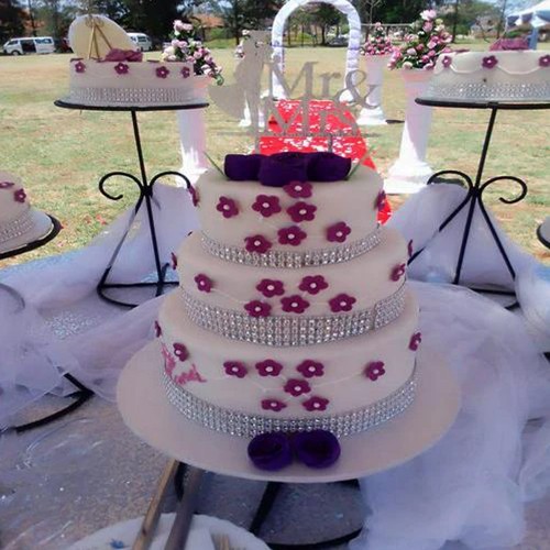 3 tier fruit, fondant, wedding cake