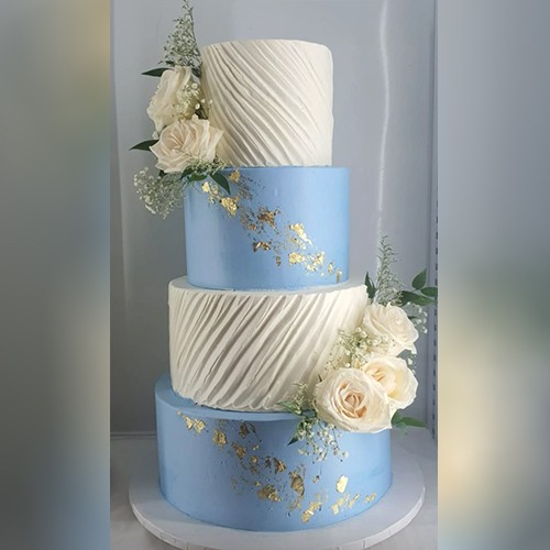 4-tier Orange poppy, Blueberry, Lemon &amp; Strawberry wedding cake